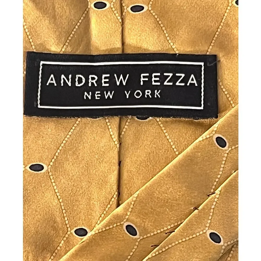 Andrew Fezza New York Silk Tie Mens Gold Necktie - Made in U.S.A.
